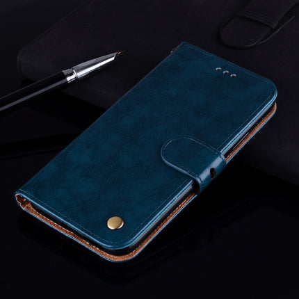 Business Style Oil Wax Texture Horizontal Flip Leather Case for iPhone XS Max, with Holder & Card Slots & Wallet (Blue)-garmade.com