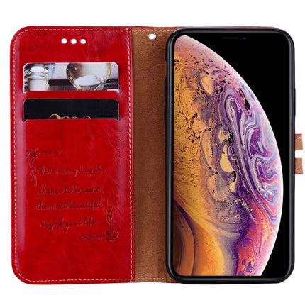 Business Style Oil Wax Texture Horizontal Flip Leather Case for iPhone XS Max, with Holder & Card Slots & Wallet (Red)-garmade.com