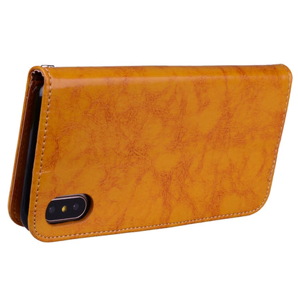 Business Style Oil Wax Texture Horizontal Flip Leather Case for iPhone XS Max, with Holder & Card Slots & Wallet (Yellow)-garmade.com