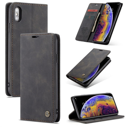 CaseMe-013 Multifunctional Retro Frosted Horizontal Flip Leather Case for iPhone XS Max, with Card Slot & Holder & Wallet(Black)-garmade.com