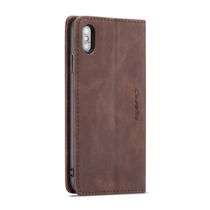 CaseMe-013 Multifunctional Retro Frosted Horizontal Flip Leather Case for iPhone XS Max, with Card Slot & Holder & Wallet(Coffee)-garmade.com