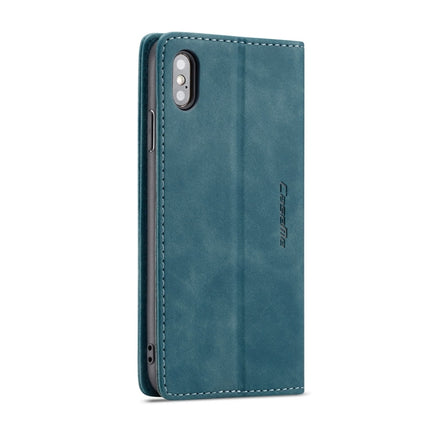 CaseMe-013 Multifunctional Retro Frosted Horizontal Flip Leather Case for iPhone XS Max, with Card Slot & Holder & Wallet(Blue)-garmade.com
