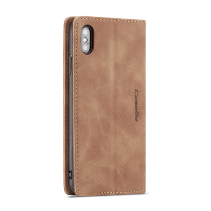 CaseMe-013 Multifunctional Retro Frosted Horizontal Flip Leather Case for iPhone XS Max, with Card Slot & Holder & Wallet(Brown)-garmade.com