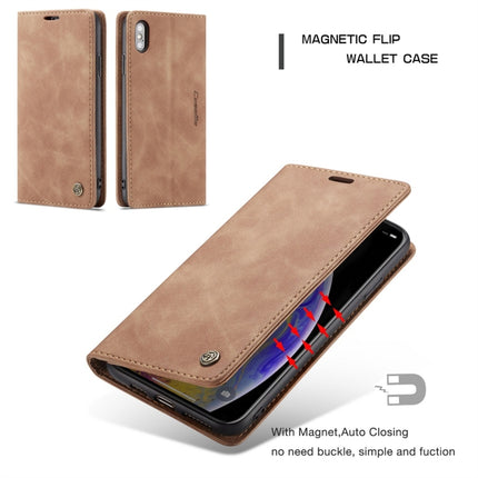 CaseMe-013 Multifunctional Retro Frosted Horizontal Flip Leather Case for iPhone XS Max, with Card Slot & Holder & Wallet(Brown)-garmade.com