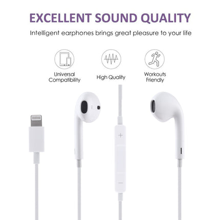 GL069 8 Pin Port Bluetooth Module Pop-up Window Wired Stereo Earphones with Mic (White)-garmade.com