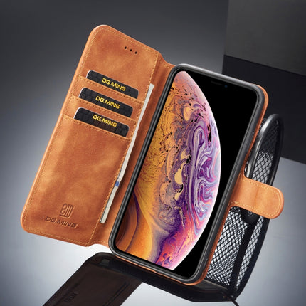 DG.MING Retro Oil Side Horizontal Flip Case for iPhone XS Max, with Holder & Card Slots & Wallet (Black)-garmade.com