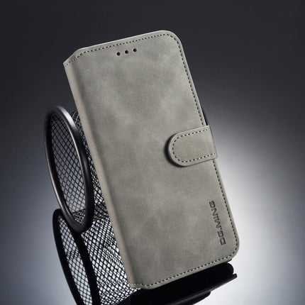 DG.MING Retro Oil Side Horizontal Flip Case for iPhone XS Max, with Holder & Card Slots & Wallet (Grey)-garmade.com