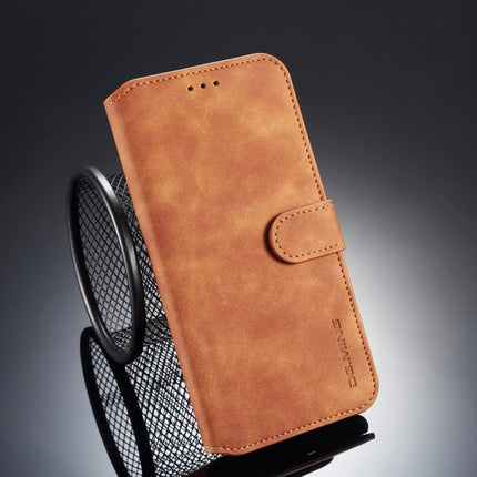 DG.MING Retro Oil Side Horizontal Flip Case for iPhone XS Max, with Holder & Card Slots & Wallet (Brown)-garmade.com