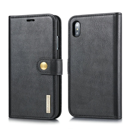 DG.MING Crazy Horse Texture Flip Detachable Magnetic Leather Case for iPhone XS Max, with Holder & Card Slots & Wallet (Black)-garmade.com