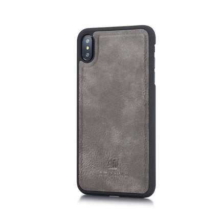DG.MING Crazy Horse Texture Flip Detachable Magnetic Leather Case for iPhone XS Max, with Holder & Card Slots & Wallet (Grey)-garmade.com