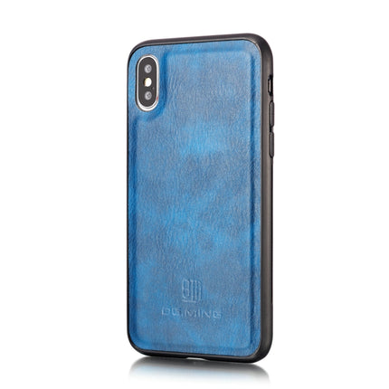 DG.MING Crazy Horse Texture Flip Detachable Magnetic Leather Case for iPhone XS Max, with Holder & Card Slots & Wallet (Blue)-garmade.com