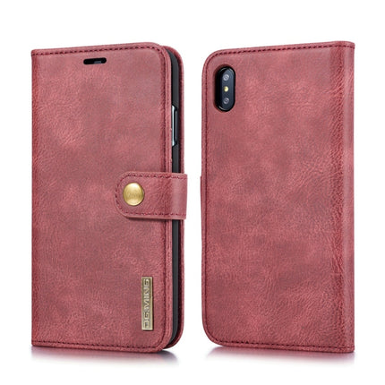 DG.MING Crazy Horse Texture Flip Detachable Magnetic Leather Case for iPhone XS Max, with Holder & Card Slots & Wallet (Red)-garmade.com