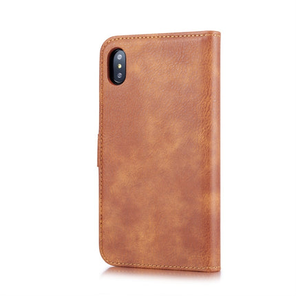 DG.MING Crazy Horse Texture Flip Detachable Magnetic Leather Case for iPhone XS Max, with Holder & Card Slots & Wallet (Brown)-garmade.com