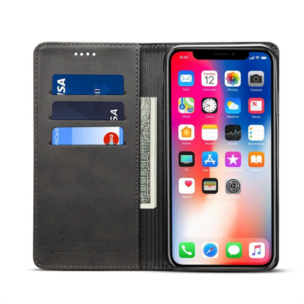 Suteni Calf Texture Horizontal Flip Leather Case for iPhone XS Max, with Holder & Card Slots & Wallet(Black)-garmade.com