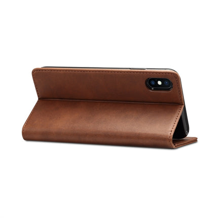 Suteni Calf Texture Horizontal Flip Leather Case for iPhone XS Max, with Holder & Card Slots & Wallet(Coffee)-garmade.com