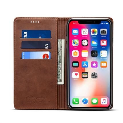 Suteni Calf Texture Horizontal Flip Leather Case for iPhone XS Max, with Holder & Card Slots & Wallet(Coffee)-garmade.com