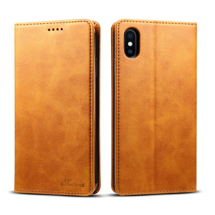 Suteni Calf Texture Horizontal Flip Leather Case for iPhone XS Max, with Holder & Card Slots & Wallet(Brown)-garmade.com