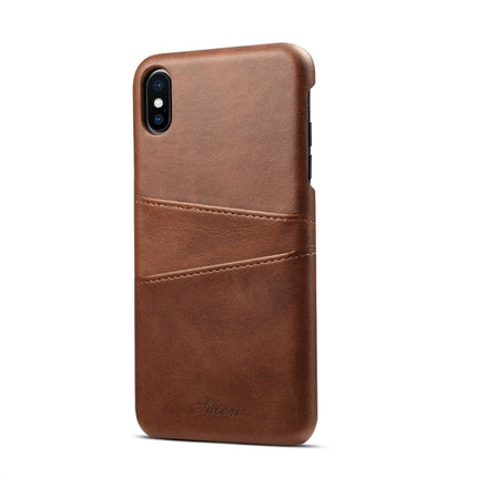 Suteni Calf Texture Protective Case for iPhone XS Max, with Card Slots (Coffee)-garmade.com