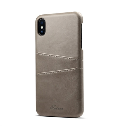 Suteni Calf Texture Protective Case for iPhone XS Max, with Card Slots (Grey)-garmade.com