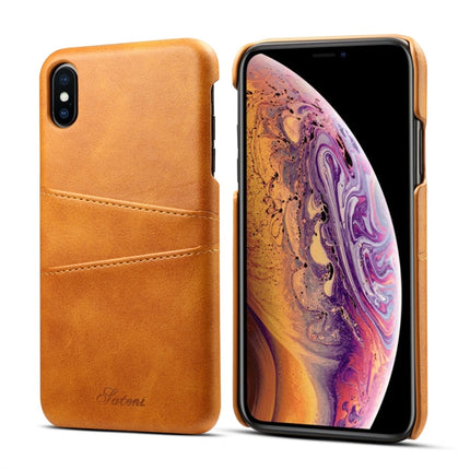 Suteni Calf Texture Protective Case for iPhone XS Max, with Card Slots (Brown)-garmade.com