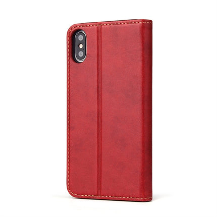 Dermis Texture PU Horizontal Flip Leather Case for iPhone XS Max, with Holder & Card Slots & Wallet(Red)-garmade.com