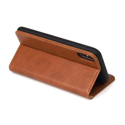 Dermis Texture PU Horizontal Flip Leather Case for iPhone XS Max, with Holder & Card Slots & Wallet(Brown)-garmade.com