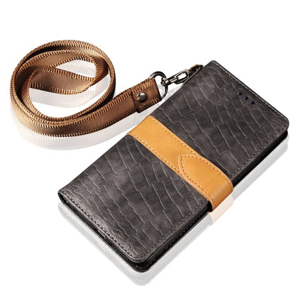 Splicing Color Crocodile Texture PU Horizontal Flip Leather Case for iPhone XS Max, with Wallet & Holder & Card Slots & Lanyard (Grey)-garmade.com