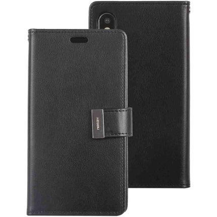 GOOSPERY RICH DIARY Crazy Horse Texture Horizontal Flip Leather Case for iPhone XS Max, with Card Slots & Wallet (Black)-garmade.com