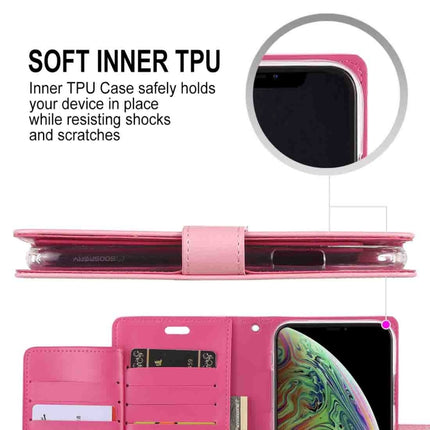 GOOSPERY RICH DIARY Crazy Horse Texture Horizontal Flip Leather Case for iPhone XS Max, with Card Slots & Wallet (Pink)-garmade.com