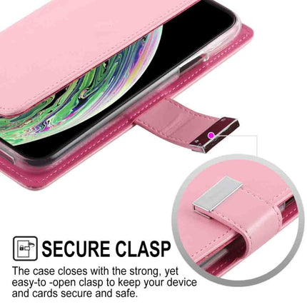 GOOSPERY RICH DIARY Crazy Horse Texture Horizontal Flip Leather Case for iPhone XS Max, with Card Slots & Wallet (Pink)-garmade.com