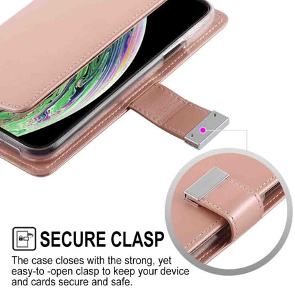 GOOSPERY RICH DIARY Crazy Horse Texture Horizontal Flip Leather Case for iPhone XS Max, with Card Slots & Wallet (Rose Gold)-garmade.com