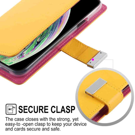 GOOSPERY RICH DIARY Crazy Horse Texture Horizontal Flip Leather Case for iPhone XS Max, with Card Slots & Wallet (Yellow)-garmade.com