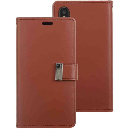 GOOSPERY RICH DIARY Crazy Horse Texture Horizontal Flip Leather Case for iPhone XS Max, with Card Slots & Wallet (Brown)-garmade.com