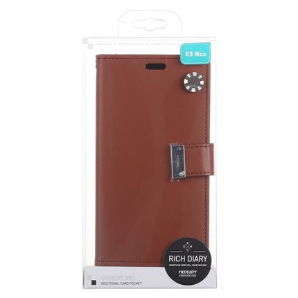 GOOSPERY RICH DIARY Crazy Horse Texture Horizontal Flip Leather Case for iPhone XS Max, with Card Slots & Wallet (Brown)-garmade.com