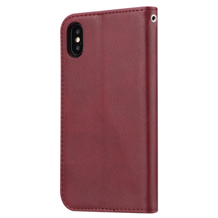 Knead Skin Texture Horizontal Flip Leather Case for iPhone XS Max, with Photo Frame & Holder & Card Slots & Wallet(Wine Red)-garmade.com
