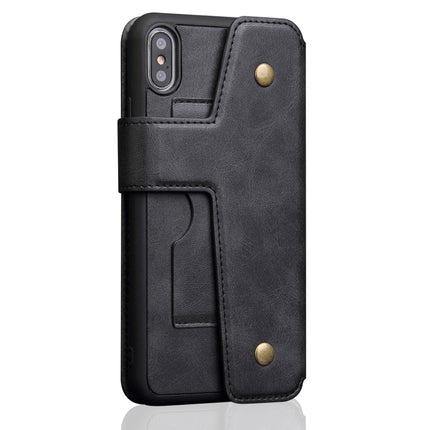 Cowhide Texture Magnetic Absorption Detachable Horizontal Flip Leather Case for iPhone XS Max, with Holder & Card Slots & Wallet (Black)-garmade.com