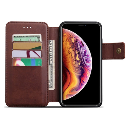 Cowhide Texture Magnetic Absorption Detachable Horizontal Flip Leather Case for iPhone XS Max, with Holder & Card Slots & Wallet (Coffee)-garmade.com