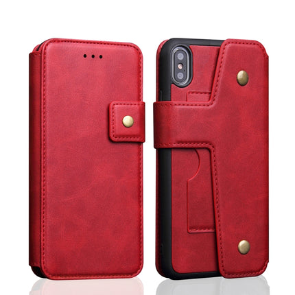 Cowhide Texture Magnetic Absorption Detachable Horizontal Flip Leather Case for iPhone XS Max, with Holder & Card Slots & Wallet (Red)-garmade.com