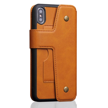 Cowhide Texture Magnetic Absorption Detachable Horizontal Flip Leather Case for iPhone XS Max, with Holder & Card Slots & Wallet (Yellow)-garmade.com