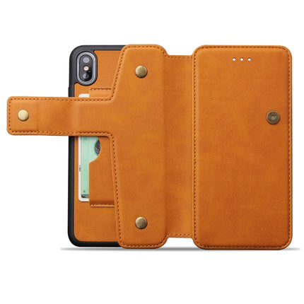 Cowhide Texture Magnetic Absorption Detachable Horizontal Flip Leather Case for iPhone XS Max, with Holder & Card Slots & Wallet (Yellow)-garmade.com