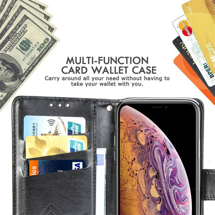 Butterfly Love Flowers Embossing Horizontal Flip Leather Case for iPhone XS Max, with Holder & Card Slots & Wallet & Lanyard (Dark Purple)-garmade.com
