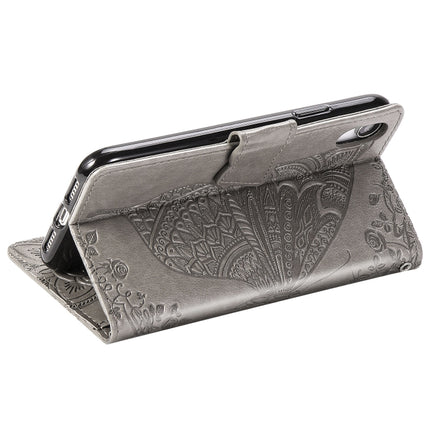 Butterfly Love Flowers Embossing Horizontal Flip Leather Case for iPhone XS Max, with Holder & Card Slots & Wallet & Lanyard (Grey)-garmade.com