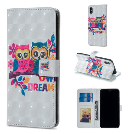 Lovers Owl Pattern Horizontal Flip Leather Case for iPhone XS Max, with Holder & Card Slots & Photo Frame & Wallet-garmade.com