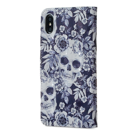 Skull and Flower Pattern Horizontal Flip Leather Case for iPhone XS Max, with Holder & Card Slots & Photo Frame & Wallet-garmade.com