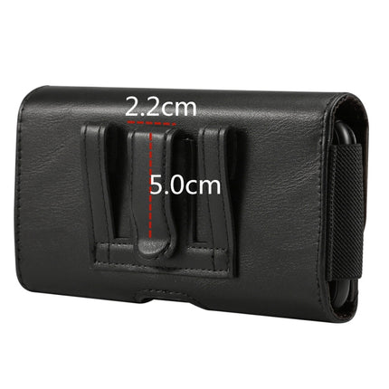 Lambskin Elastic Band Men 5.7-6.0 Inch Mobile Phone Universal Hanging Waist Leather Case with Card Slot (Black)-garmade.com