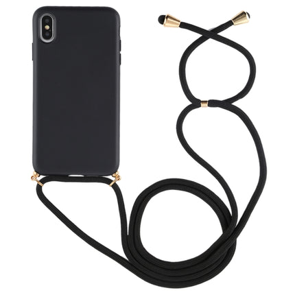 For iPhone XS Max TPU Anti-Fall Mobile Phone Case With Lanyard (Black)-garmade.com