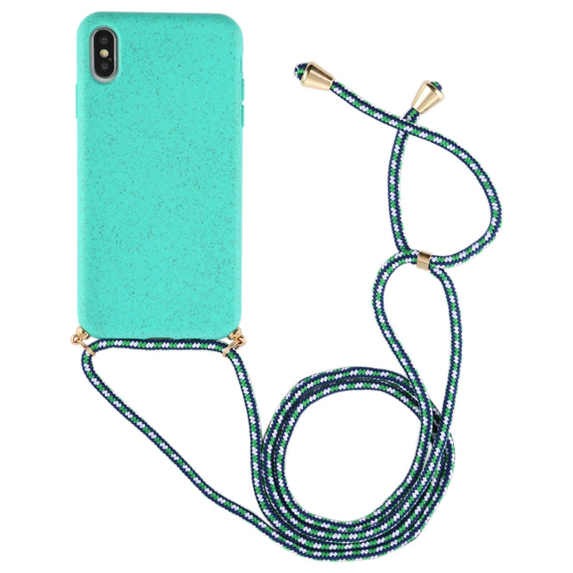 For iPhone XS Max TPU Anti-Fall Mobile Phone Case With Lanyard (Blue)-garmade.com