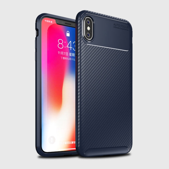 Beetle Shape Carbon Fiber Texture Shockproof TPU Case for iPhone XS Max(Blue)-garmade.com