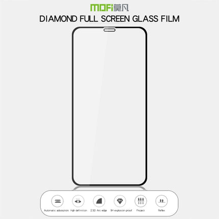 MOFI 9H Surface Hardness 2.5D Arc Edge Explosion-proof Full Screen Tempered Glass Film for iPhone 11 / XR(Black)-garmade.com