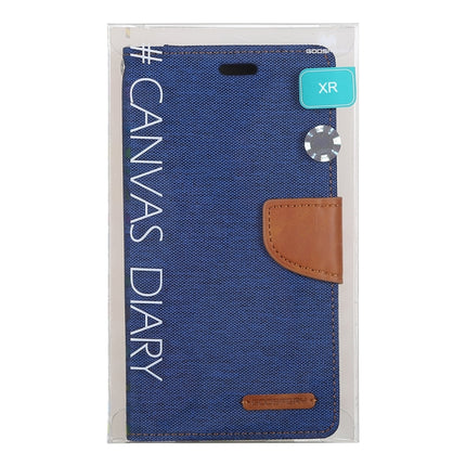 GOOSPERY CANVAS DIARY Denim Texture Horizontal Flip Leather Case for iPhone XR, with Holder & Card Slots & Wallet (Blue)-garmade.com